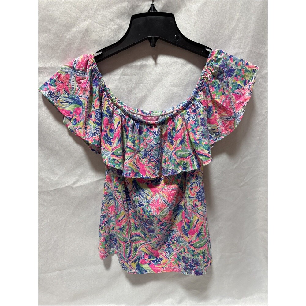 Lilly Pulitzer La Fortuna Dancing On Deck Off Shoulder Ruffle Top XS Shirt Top